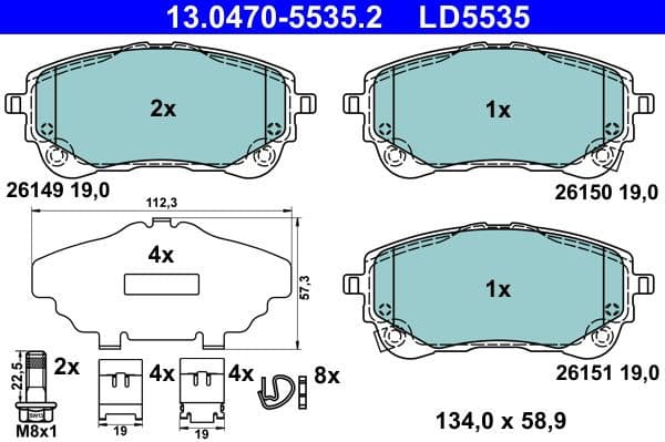 Brake Pad Set, disc brake ATE Ceramic 13.0470-5535.2
