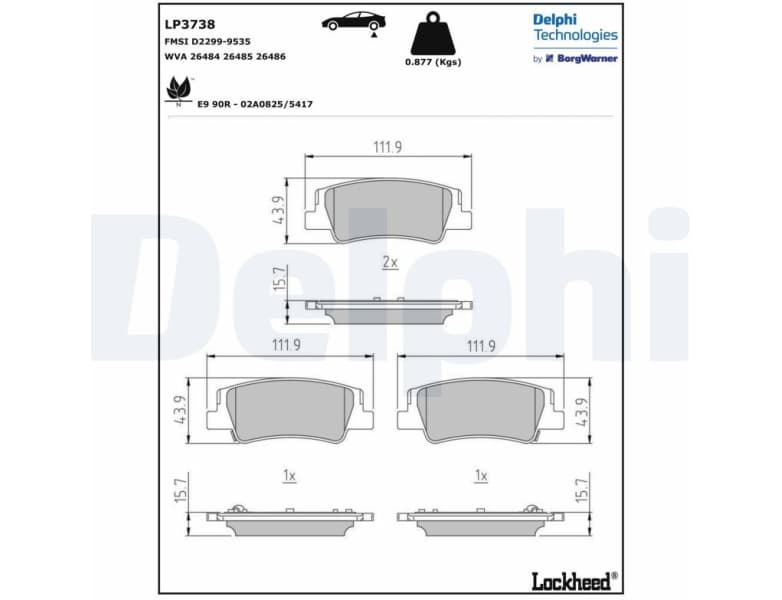 Brake Pad Set, disc brake LP3738
