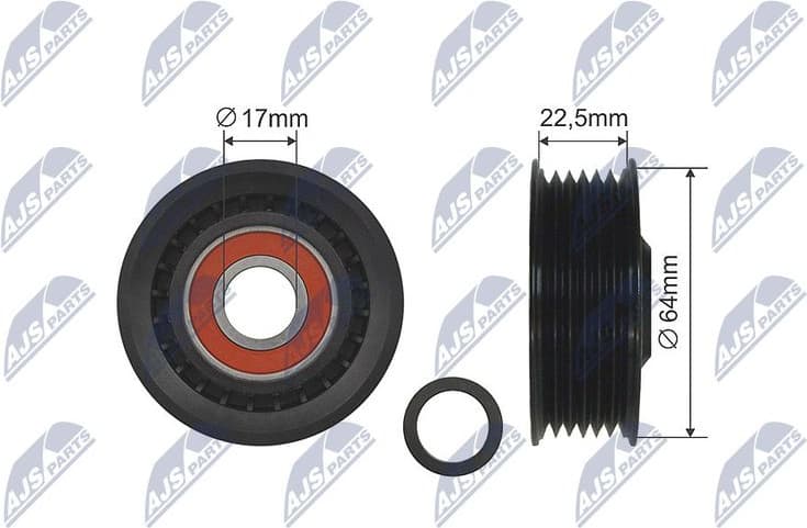 Deflection/Guide Pulley, V-ribbed belt RNK-AU-001