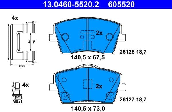 Brake Pad Set, disc brake 13.0460-5520.2