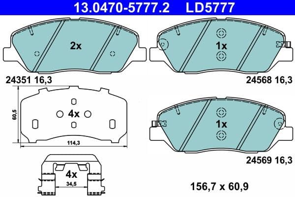 Brake Pad Set, disc brake ATE Ceramic 13-0470-5777-2