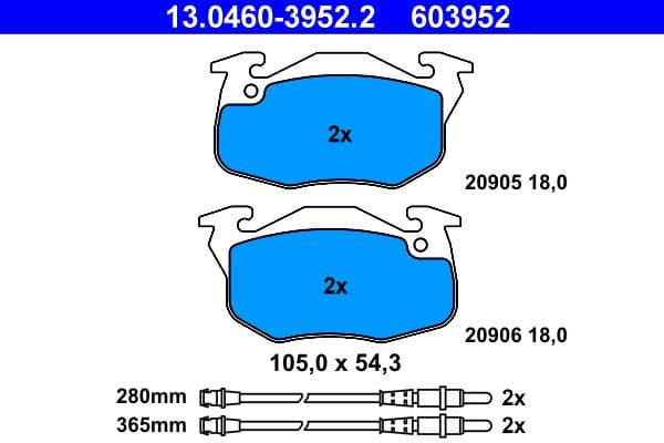 Brake Pad Set, disc brake 13-0460-3952-2