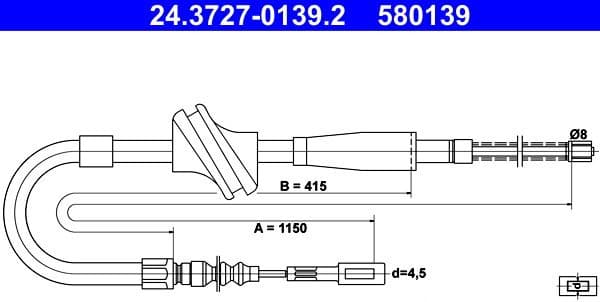 Cable Pull, parking brake 24.3727-0139.2