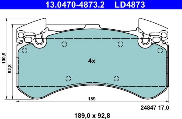 Brake Pad Set, disc brake ATE Ceramic 13.0470-4873.2