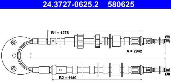 Cable Pull, parking brake 24-3727-0625-2