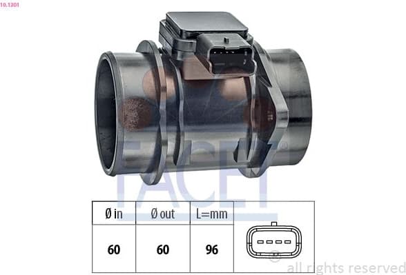 Mass Air Flow Sensor Made in Italy - OE Equivalent 10.1301