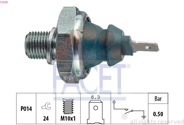 Oil Pressure Switch Made in Italy - OE Equivalent 7.0138
