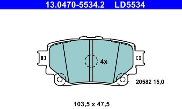 Brake Pad Set, disc brake ATE Ceramic 13.0470-5534.2