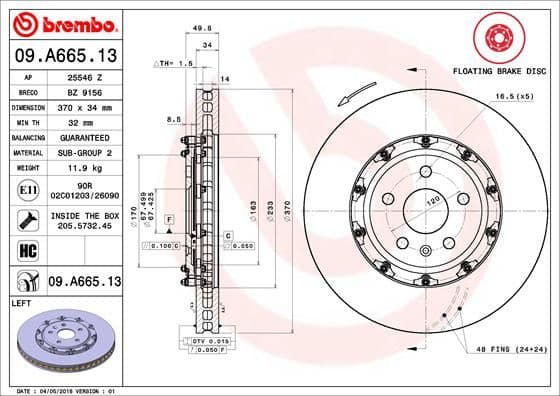 Brake Disc PRIME LINE - Floating 09.A665.13