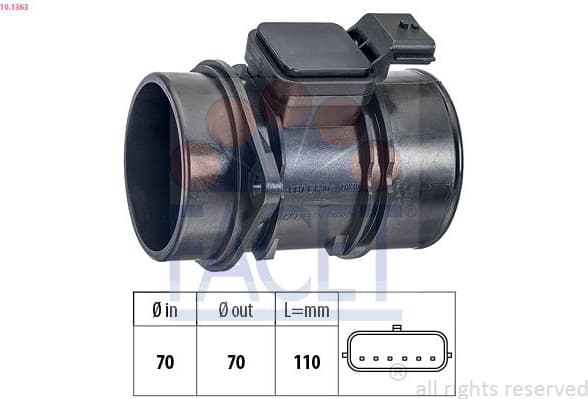 Mass Air Flow Sensor Made in Italy - OE Equivalent 10.1363