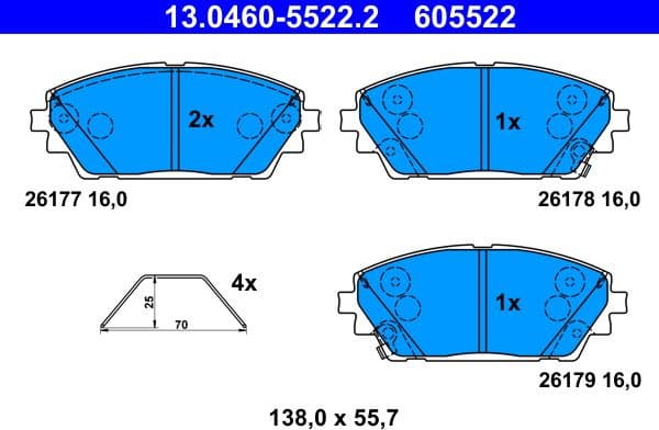 Brake Pad Set, disc brake 13.0460-5522.2
