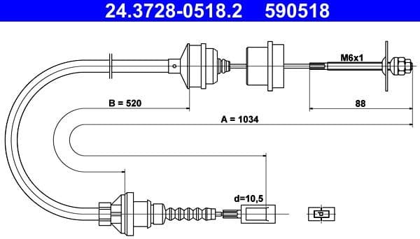 Cable Pull, clutch control 24-3728-0518-2