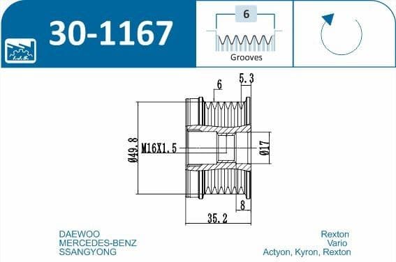 Alternator Freewheel Clutch Technology & Quality, Made in Spain 30-1167 - image 2