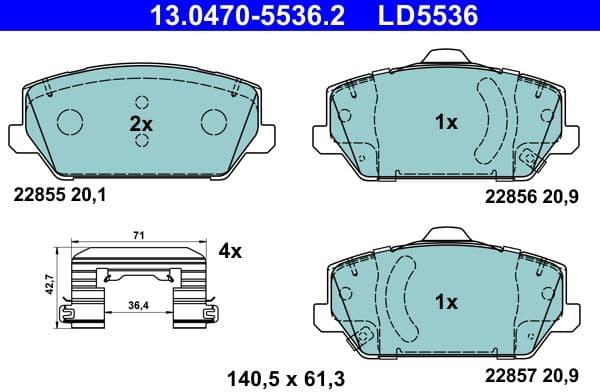 Brake Pad Set, disc brake ATE Ceramic 13.0470-5536.2