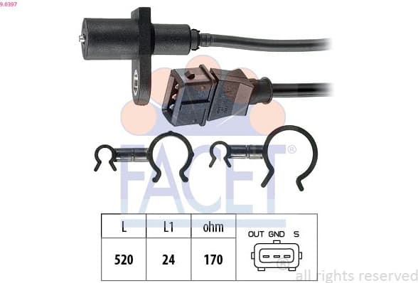 Sensor, crankshaft pulse Made in Italy - OE Equivalent 9.0397