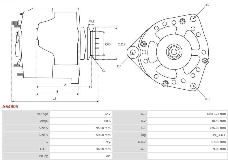 Alternator AS A6480S - image 6