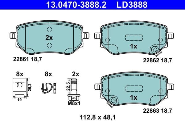 Brake Pad Set, disc brake ATE Ceramic 13-0470-3888-2
