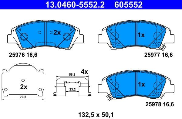 Brake Pad Set, disc brake 13-0460-5552-2