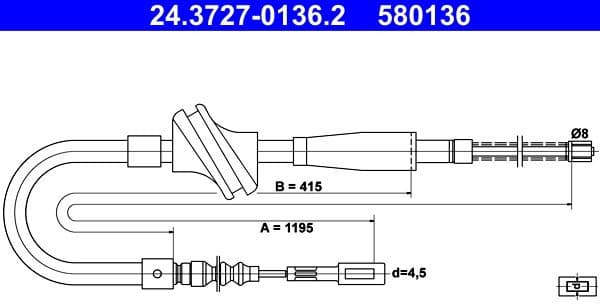 Cable Pull, parking brake 24.3727-0136.2