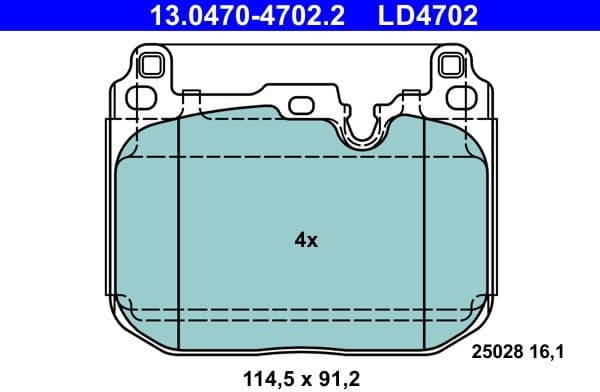 Brake Pad Set, disc brake ATE Ceramic 13.0470-4702.2