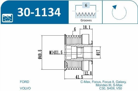 Alternator Freewheel Clutch 30-1134 - image 2
