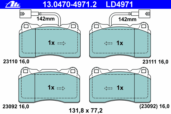Brake Pad Set, disc brake ATE Ceramic 13.0470-4971.2