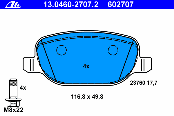 Brake Pad Set, disc brake 13.0460-2707.2