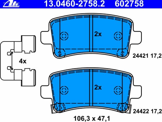 Brake Pad Set, disc brake 13.0460-2758.2