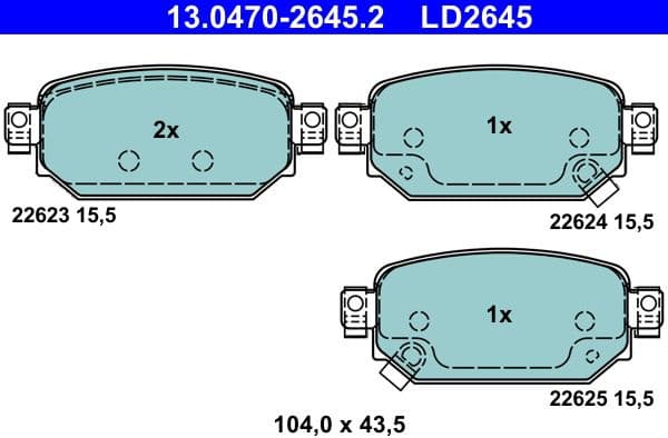 Brake Pad Set, disc brake ATE Ceramic 13.0470-2645.2