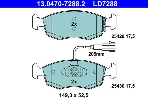 Brake Pad Set, disc brake ATE Ceramic 13-0470-7288-2