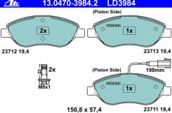 Brake Pad Set, disc brake ATE Ceramic 13.0470-3984.2