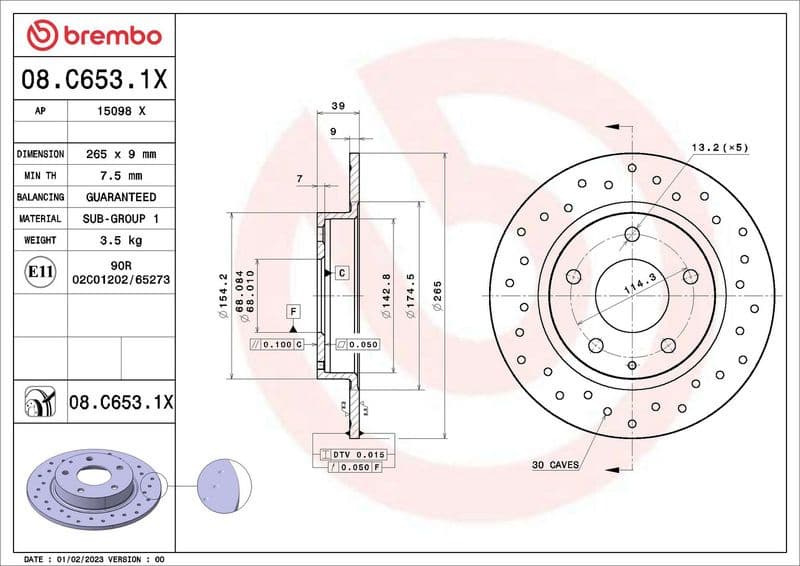 Brake Disc XTRA LINE - Xtra 08.C653.1X