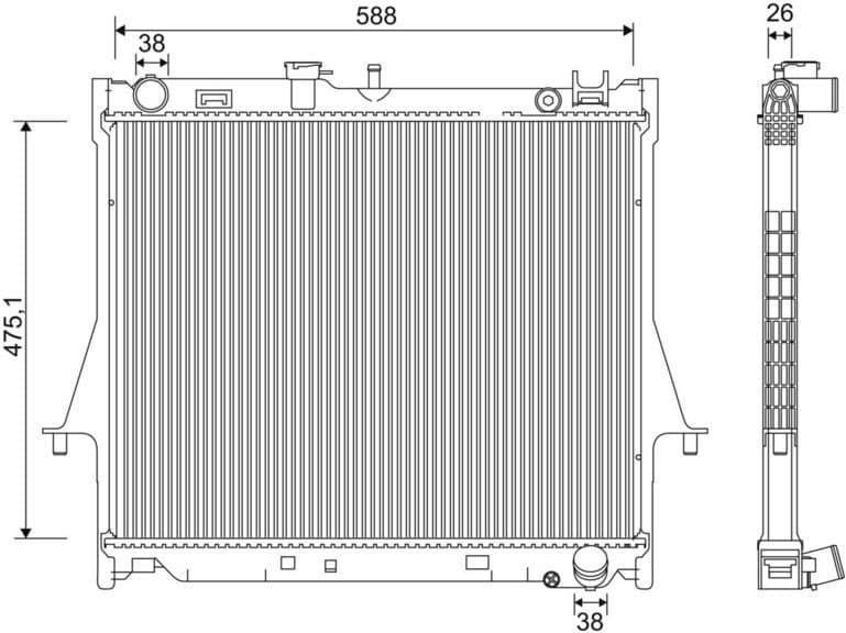 Radiator, engine cooling 701231