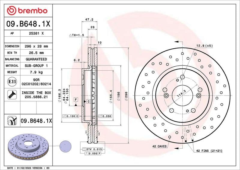 Brake Disc XTRA LINE - Xtra 09.B648.1X