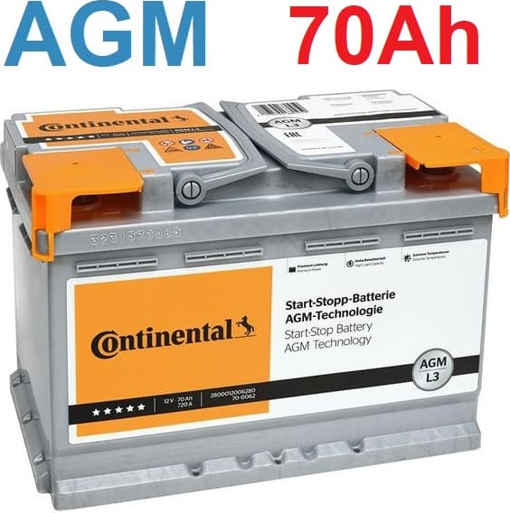 Akumuliatorius CONTINENTAL AGM 70Ah 720A PREMIUM - 2800012006280