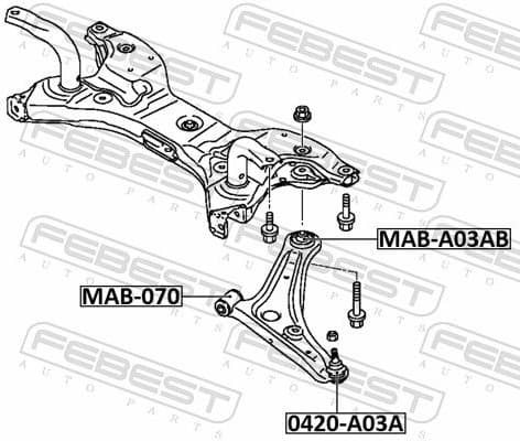 Mounting, control/trailing arm MAB-A03AB - image 2