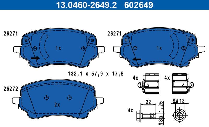 Brake Pad Set, disc brake 13.0460-2649.2