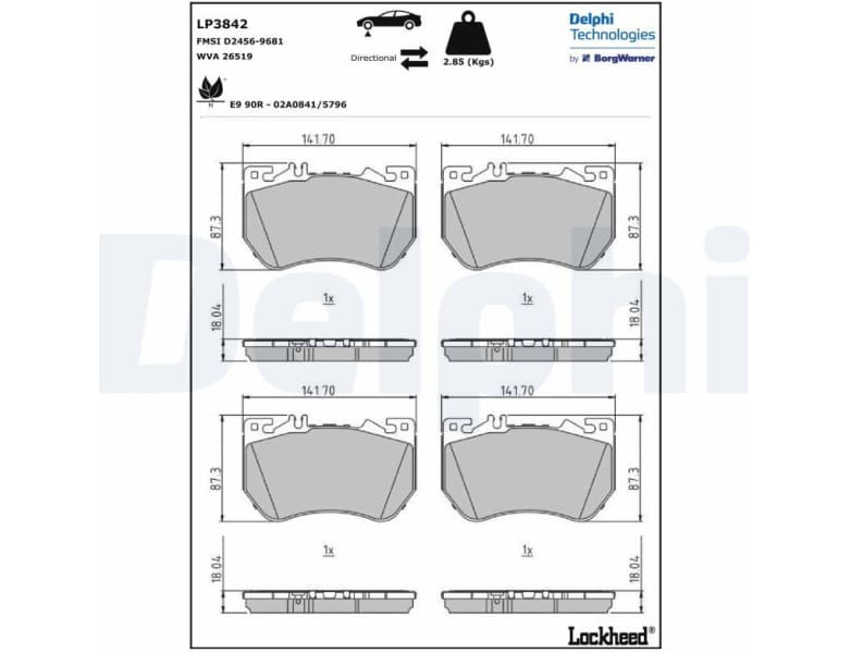 Brake Pad Set, disc brake LP3842