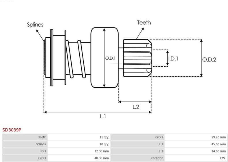 Freewheel Gear, starter AS SD3039P - image 4