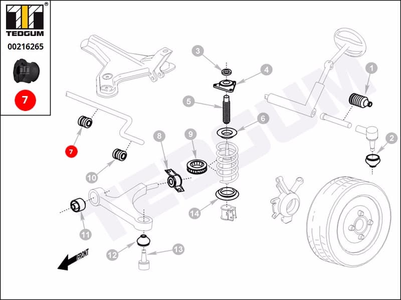 Mounting, stabiliser bar 00216265