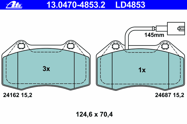 Brake Pad Set, disc brake ATE Ceramic 13.0470-4853.2