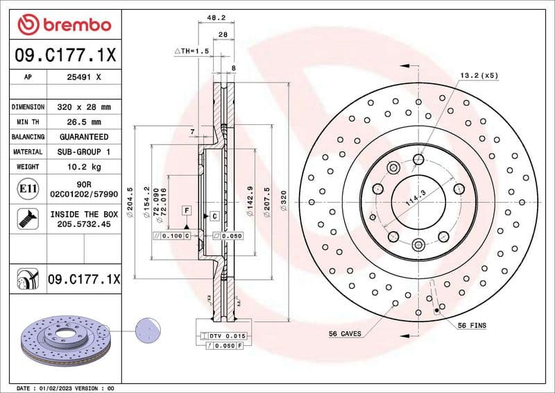 Brake Disc XTRA LINE - Xtra 09.C177.1X