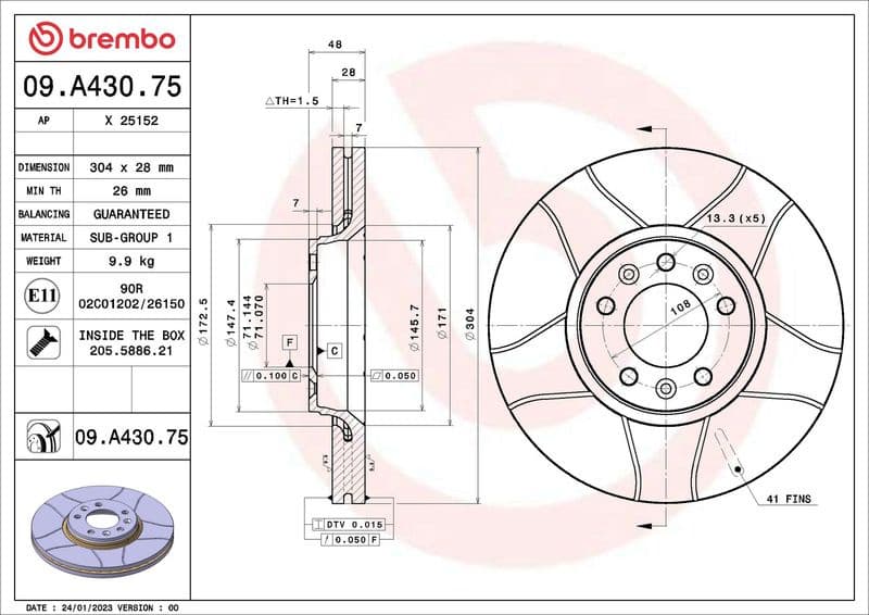 Brake Disc XTRA LINE - Max 09.A430.75
