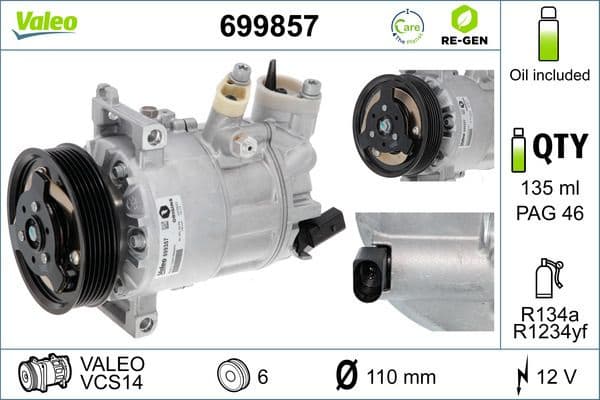 Compressor, air conditioning VALEO RE-GEN REMANUFACTURED VAL 699857 - image 2