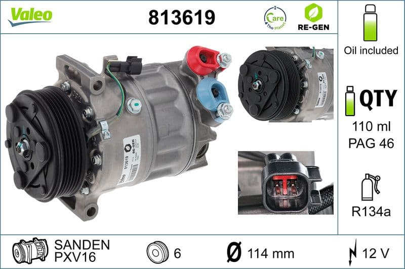 Compressor, air conditioning VALEO RE-GEN REMANUFACTURED 813619 - image 5