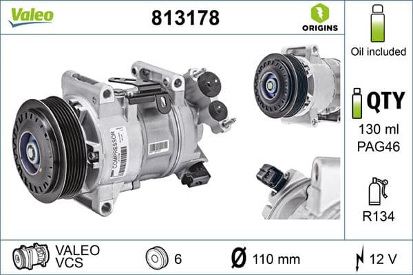 Compressor, air conditioning VALEO ORIGINS NEW OE TECHNOLOGY 813178 - image 5