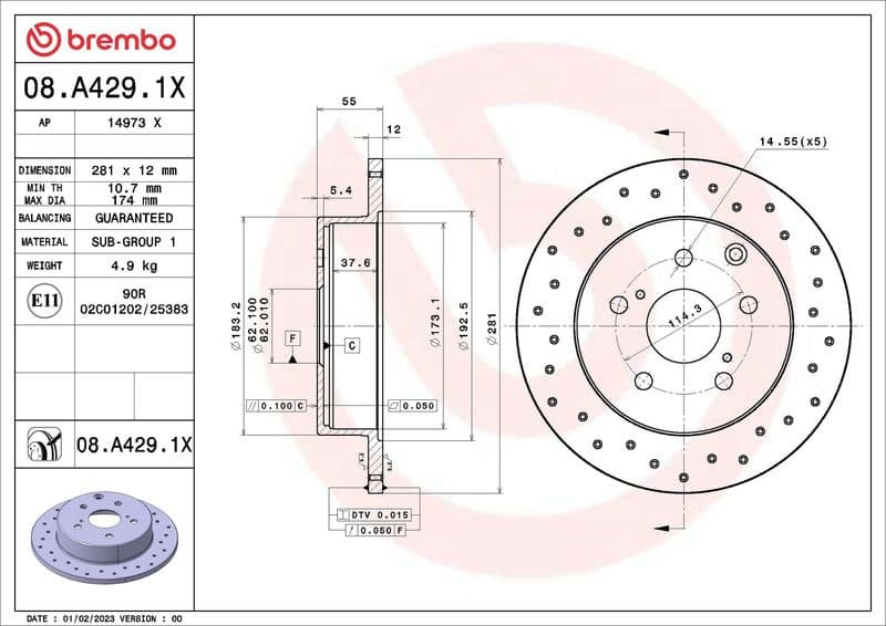 Brake Disc XTRA LINE - Xtra 08.A429.1X