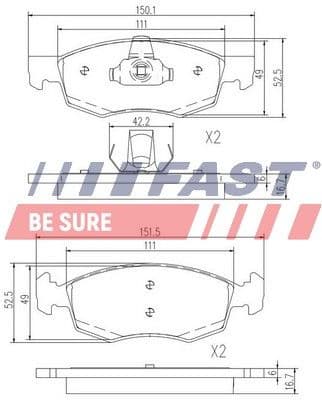 Brake Pad Set, disc brake FT29102