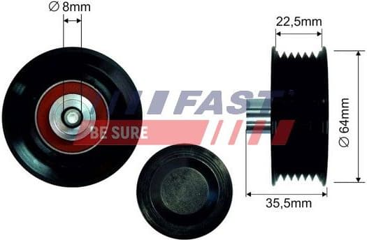 Tensioner Pulley, V-ribbed belt FT44593