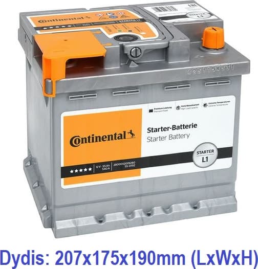 Akumuliatorius CONTINENTAL 55Ah 540A PREMIUM - 2800012019280 - Autoera